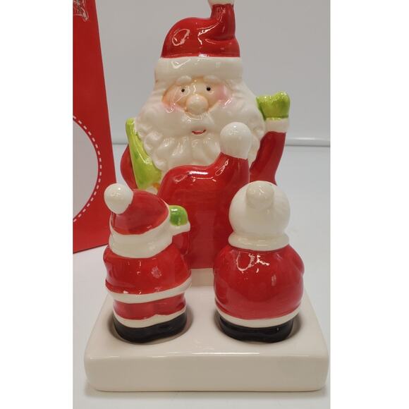Holiday Style Christmas Napkin Holder Salt and Pepper Set, PRE-OWNED, IOB - Picture 7 of 13